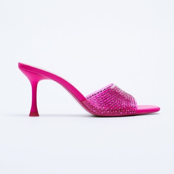 Zara SPARKLY VINYL PINK FUCHSIA SANDALS sz.8 - Picture 2 of 12